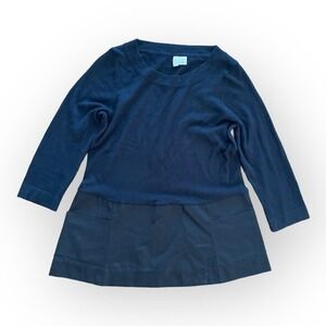 Anthropologie Moth Cotton Wool Breeze Point Black 3/4 Sleeve Sweater Size M